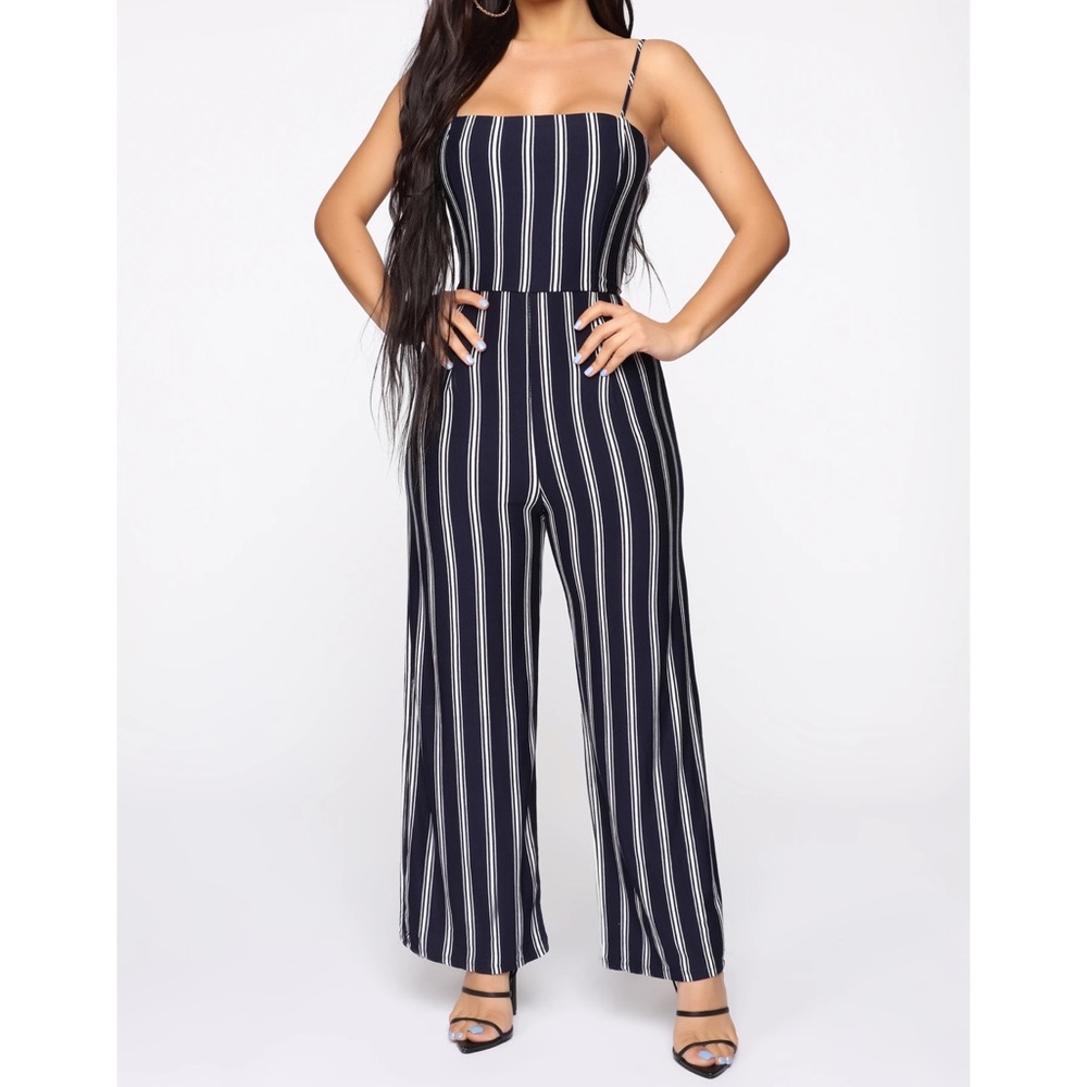 Frankee Stripe Jumpsuit - Navy